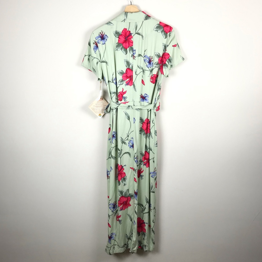 Caribbean Joe Green Floral Maxi Summer Dress - L - Picture 7 of 8